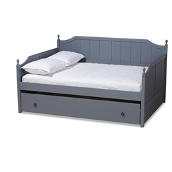 Baxton Studio Millie Cottage Farmhouse Grey Finished Wood Full Size Daybed with Trundle